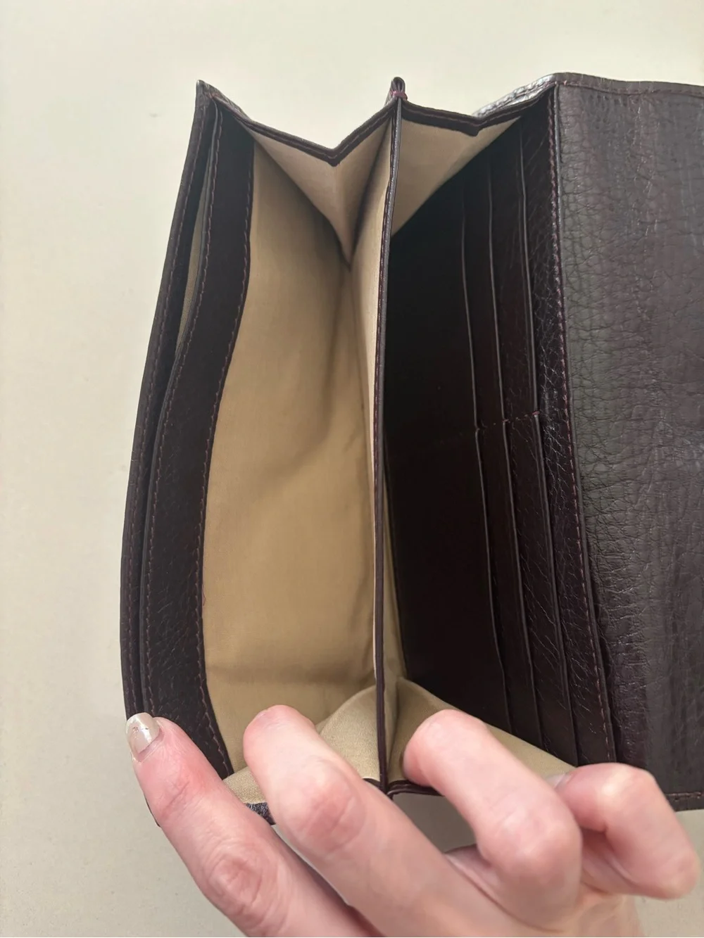 Chloé Dark Purple Textured Leather Metal Bow-Accent Wallet